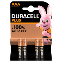 Duracell AAA Plus Power +100% Extra Life* Alkaline Batteries - 4 Pack
