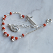 Bracelet Dizainier argent et perles rouge - En Parme - Laudate