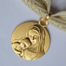 Médaille de Baptême en Or - Médaille Mère protectrice - Laudate