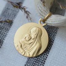 Médaille de Baptême en Or - Médaille Madone de Botticelli - Laudate