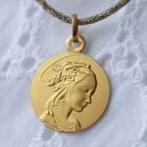 Médaille de Baptême Médaille de baptême Portrait de la Vierge de Lippi - En Or - Laudate