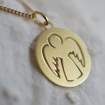 Médaille de baptême Ange ajouré - En Or - Laudate