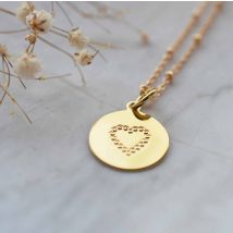 Pendentif Jeton coeur perlé plaqué or - En Jaune - Laudate