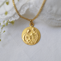 Médaille de Baptême Médaille de baptême Très Sainte Famille - En Or - Laudate