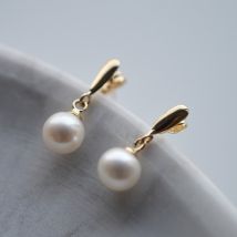 Boucles d'oreilles goutte perle or jaune 18 cts - Laudate