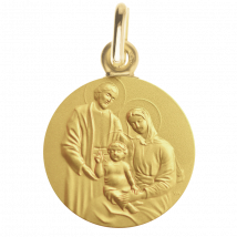 Médaille de Baptême Médaille de baptême Sainte Famille aimante - En Or - Laudate