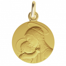 Médaille de Baptême en Or - Médaille Portrait de la vierge de Botticelli - Laudate