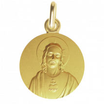Médaille de baptême Cœur-Sacré - En Or - Laudate