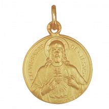 Médaille de Baptême Médaille de baptême Sacré Cœur de Jésus - En Or - Laudate