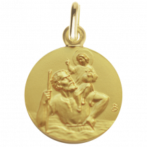 Médaille de Baptême Médaille de baptême Saint Christophe - Porteur du Christ - En Or - Laudate