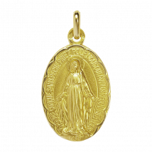 Médaille de Baptême Médaille miraculeuse - L'Immaculée conception - En Or - Laudate