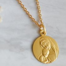Médaille de Baptême Mère Protectrice - En Or - Laudate