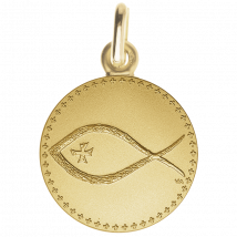Médaille de baptême Symbole poisson ictus - En - Laudate