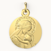 Médaille de Baptême en Or - Médaille Douce Mère - Laudate