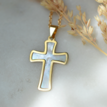Pendentif Croix Or et Nacre