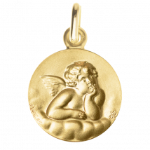 Médaille de baptême Ange de Raphaël - En Or - Laudate