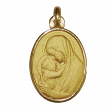 Médaille de Baptême Médaille de baptême Vierge à l'Enfant ovale - En Or - Laudate