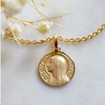 Médaille de baptême Mini Vierge à l'Eglantier - En Or - Laudate