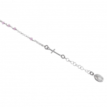 Médaille Dizainier argent et perles rose pâle - En Or - Laudate