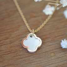 Pendentif Trèfle or nacre blanche - En Or - Laudate