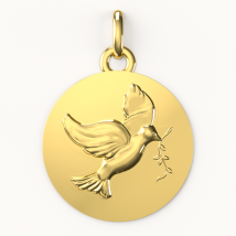 Médaille de baptême Colombe - En Or - Laudate