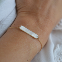 Gourmette nacre sur chaîne forçat rond 0,3mm - En Or - Laudate