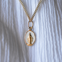 Médaille de Baptême Médaille Miraculeuse Or Blanc - En Argent - Laudate
