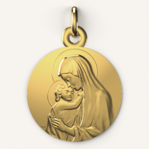 Médaille de baptême Madone de Botticelli - En Or - Laudate