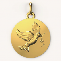 Médaille de baptême Colombe - En Or - Laudate