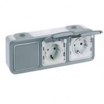 Stekkerdoos Schuko 3x2P+G Waterdicht Plexo LEGRAND 069703 -Grijs