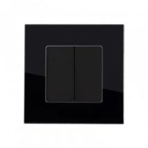 Moderne Dubbele Jaloezien Module met Glazen Frame -Zwart