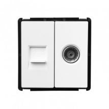 Contactdoos TV + Telefoon Modern -Wit