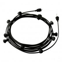 Licht Slinger Outdoor Lumet System 12,5m met 10 E27 Fittingen Zwart Creative-Cables CATE27N125 -Zwart