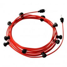 Licht Slinger Outdoor Lumet System 12,5m met 10 E27 Fittingen Zwart Creative-Cables CATE27N125 -Rood