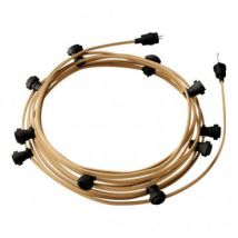 Licht Slinger Outdoor Lumet System 12,5m met 10 E27 Fittingen Zwart Creative-Cables CATE27N125 -Beige