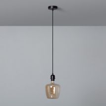 Plafondplaat met Fitting voor Hanglamp met Zwarte Textielkabel -Zwart