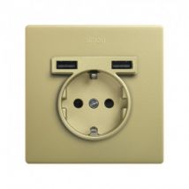 Kit Schuko Contactdoos + 2 USB SIMON 270 27190610 Brons