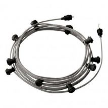 Licht Slinger Outdoor Lumet System 12,5m met 10 E27 Fittingen Zwart Creative-Cables CATE27N125 Wit - Zwart
