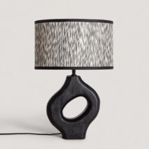 Tafellamp van Hout Dhara ILUZZIA Wit - Zwart