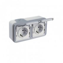 Stekkerdoos Schuko 2x2P+G Waterdicht Plexo LEGRAND 069702 Grijs