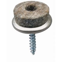 Parkettgleiter zum Anschrauben, Ø 20 x 26 mm, Metall, Wollfilz, vernickelt, grau