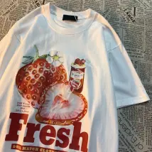 Biała koszulka damska nadruk Strawberry FRESH