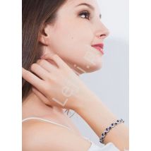 Bransoletka wieczorowa z cyrkoniami , granatowe oczka