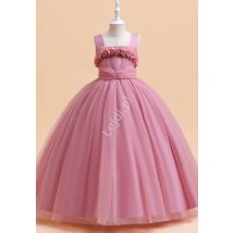 Brudno różowa sukienka dla dziewczynki na komunię, dla małej druhny 289