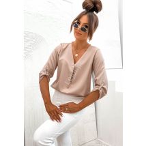 Elegancka bluzka damska ciemno beżowa 705