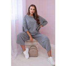 Komplet bawełniany bluza + spodnie szary melanż