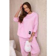 Komplet new punto bluza + spodnie pudrowy róż