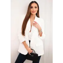 Marynarka z klapami elegancka ecru 9709