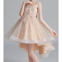 Szampańska sukienka dla dziewczynki z wydłużonym tyłem, dziecięca sukienka na wesele, na bal, urodziny TW683