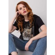 T-shirt z aplikacją z tygrysem z cyrkoniami biały lub czarny